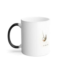 A Color Morphing Mug, 11oz with an image of a feather.